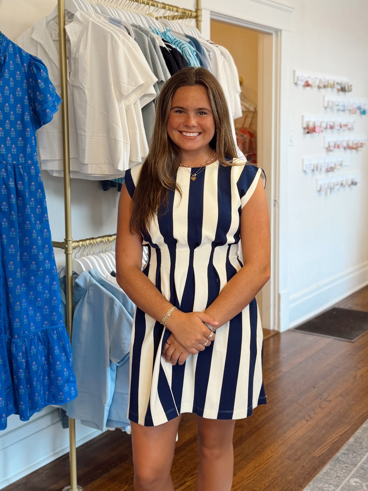 Alexa Pleated Navy Dress