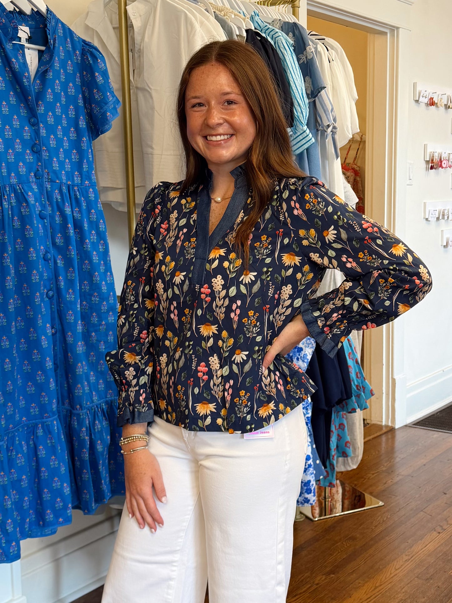 Chrissy Floral & Denim Top
