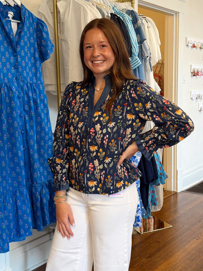 Chrissy Floral & Denim Top