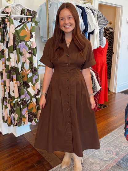 Derby Brown Pintuck Maxi Dress