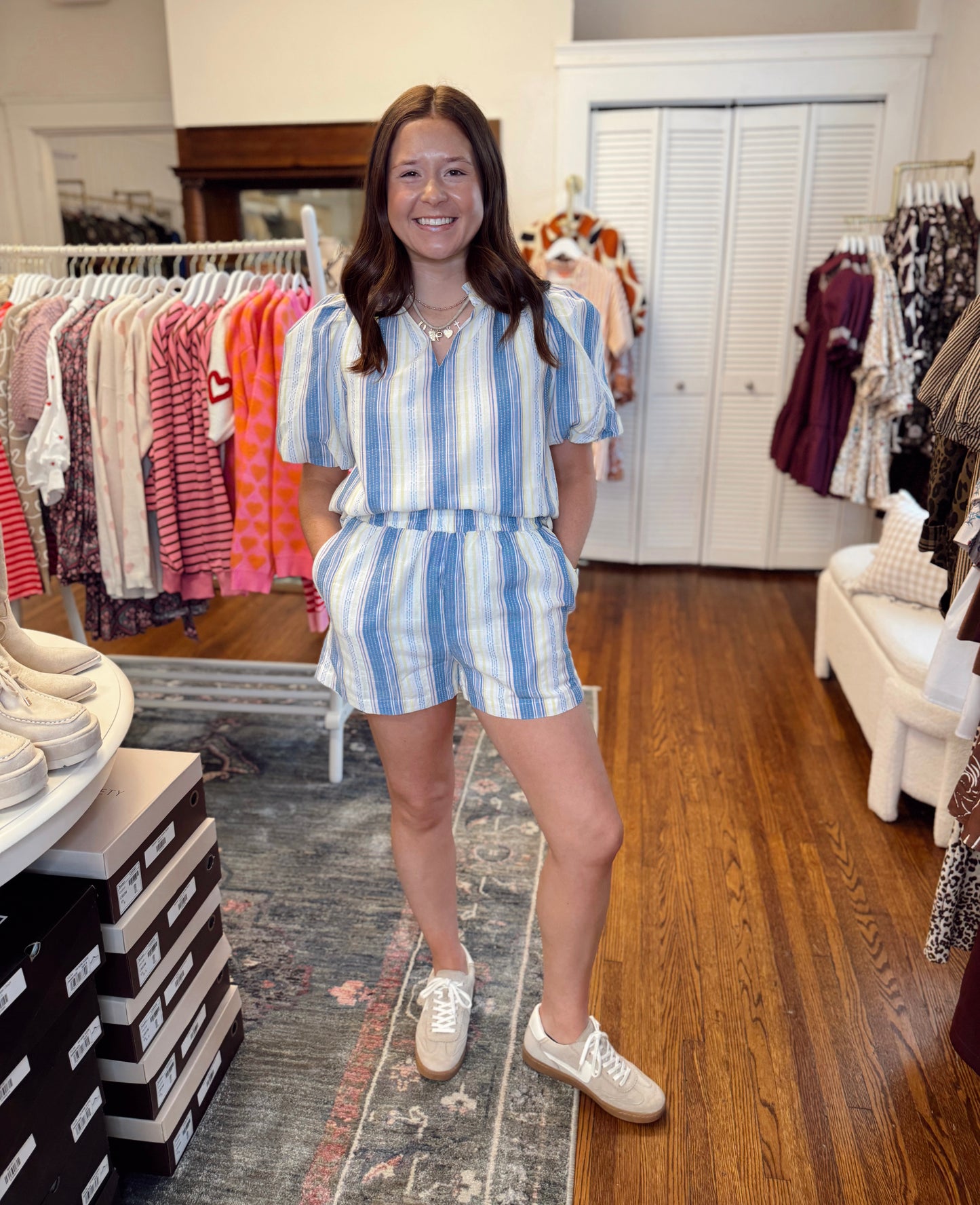 Vexie Striped High Waisted Shorts