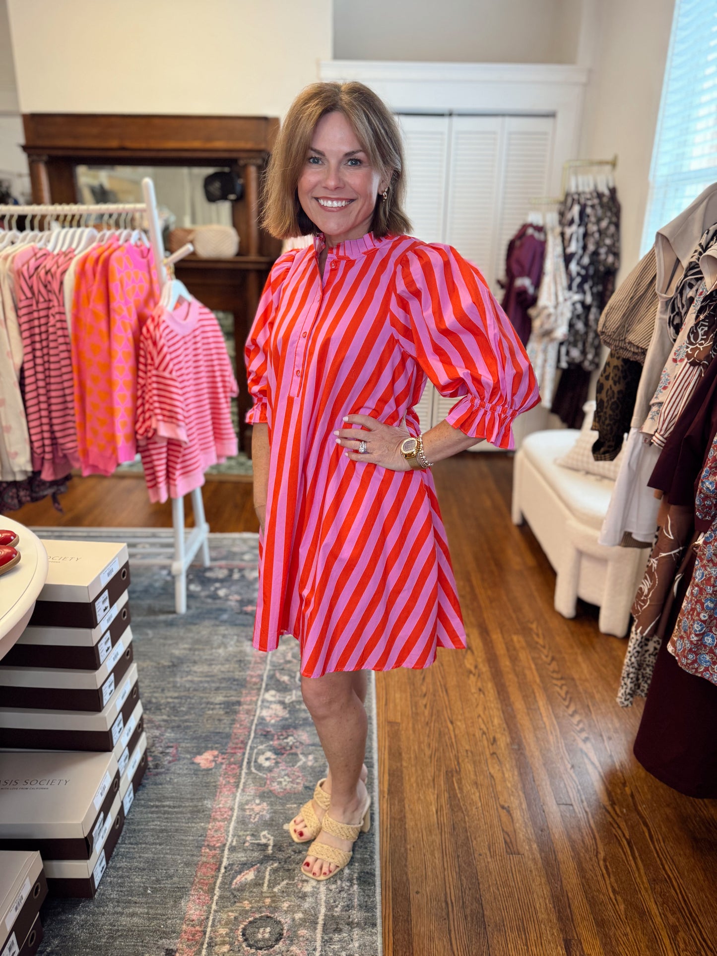 Sadie Stripe Dress - Pink