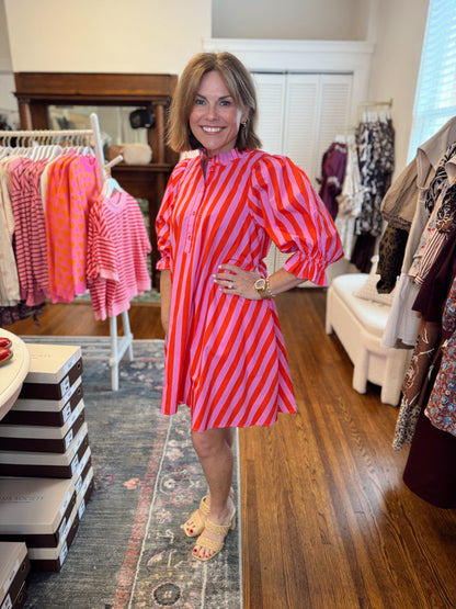 Sadie Stripe Dress - Pink