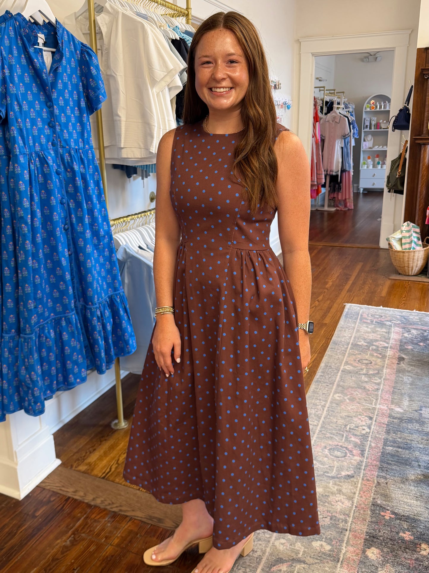 Torrie Polka Dot Denim Dress