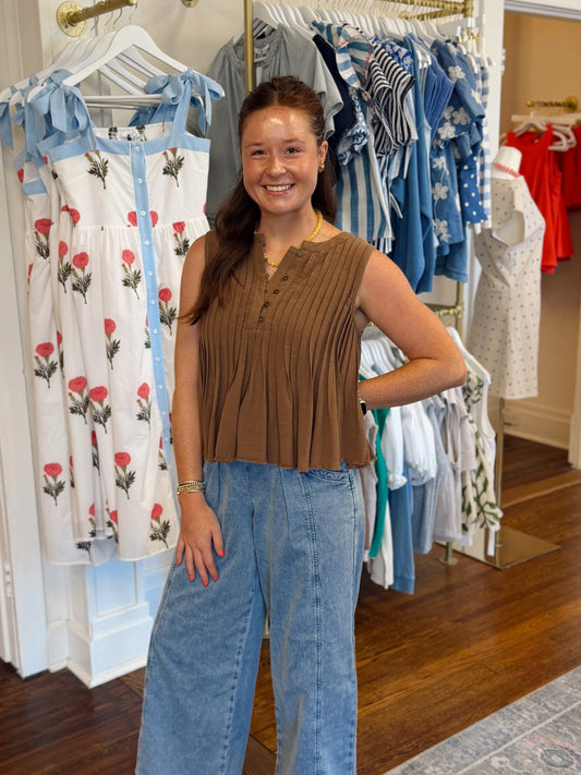 Marissa Mocha Sleeveless Top