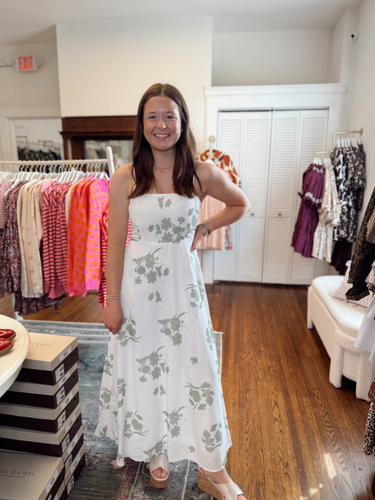 Elisa Sage Floral Dress