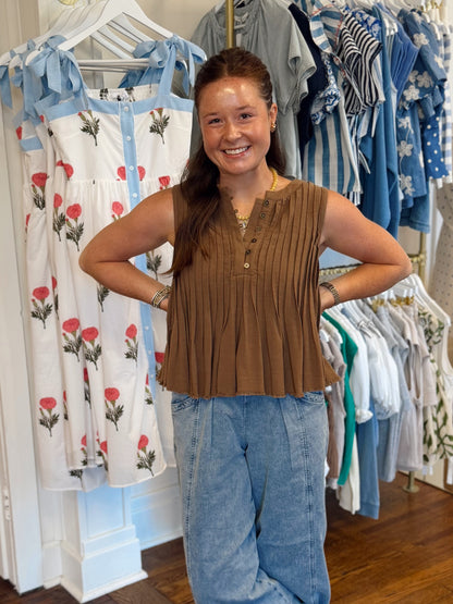 Marissa Mocha Sleeveless Top
