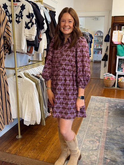 Kalie Long Sleeve Mosaic Dress