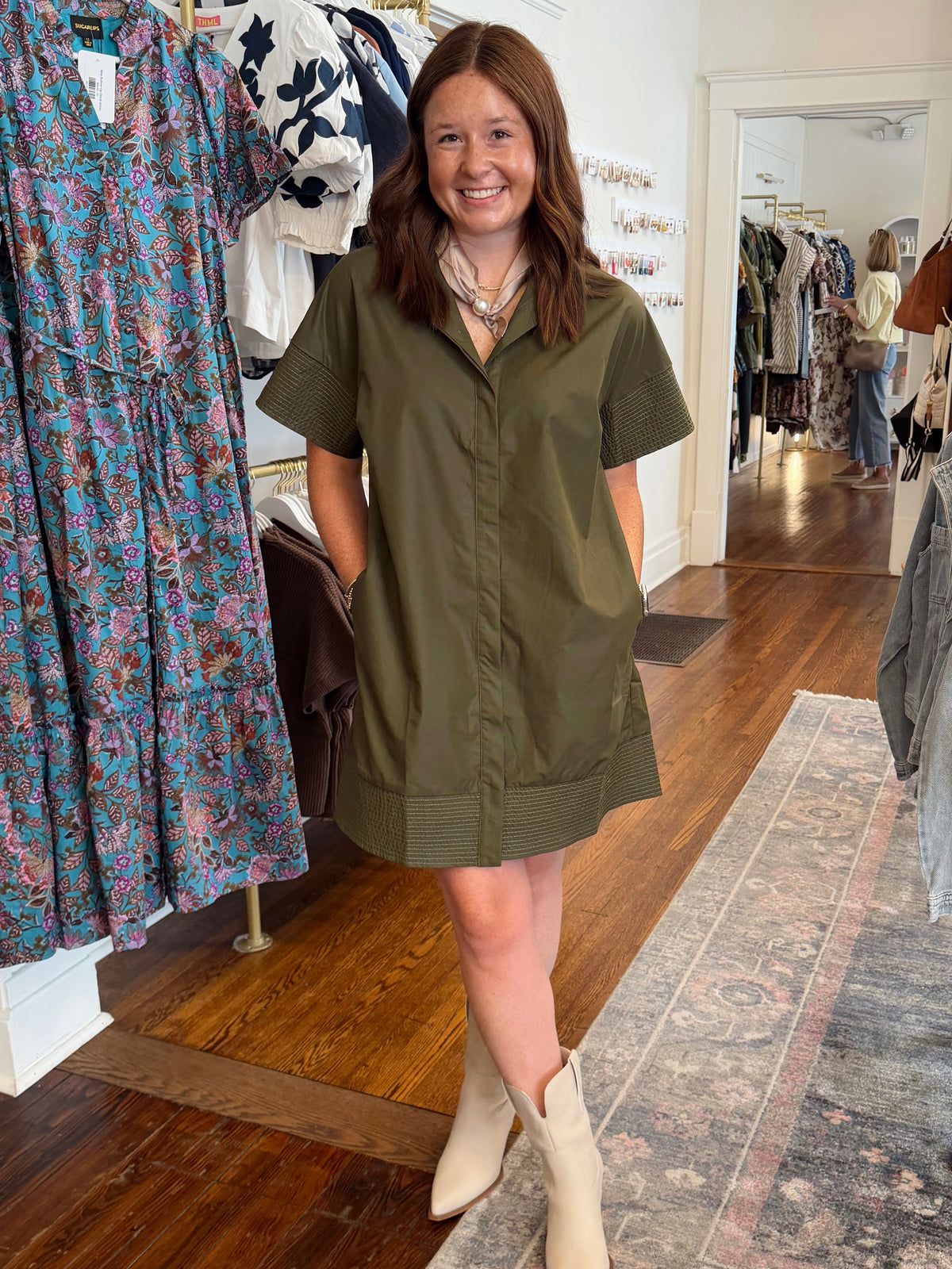 Sheila Olive Poplin Dress