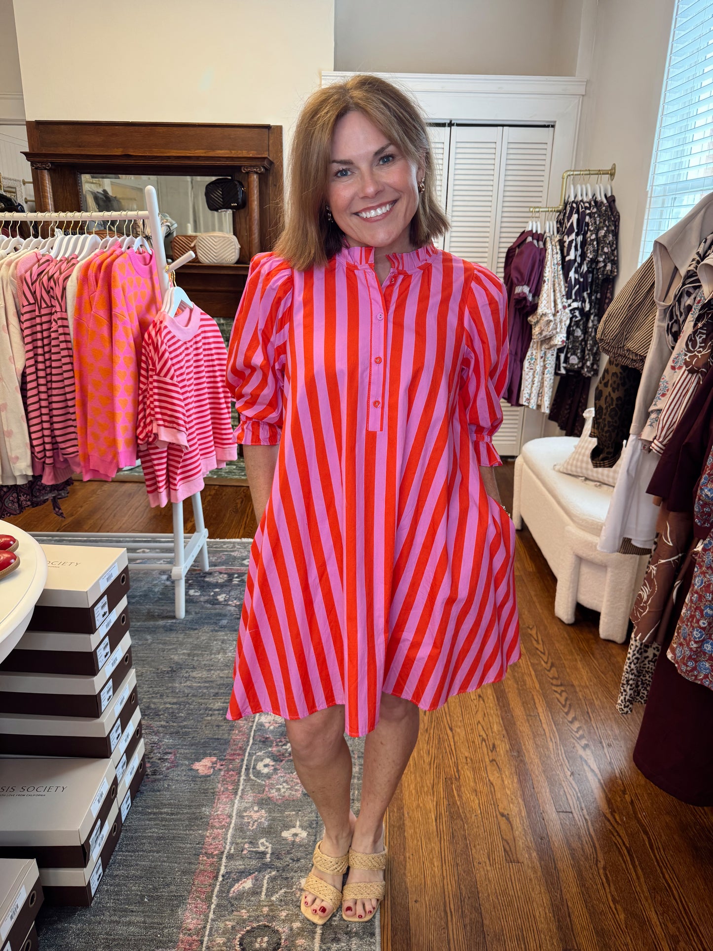 Sadie Stripe Dress - Pink