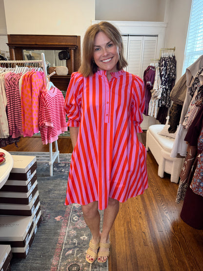 Sadie Stripe Dress - Pink