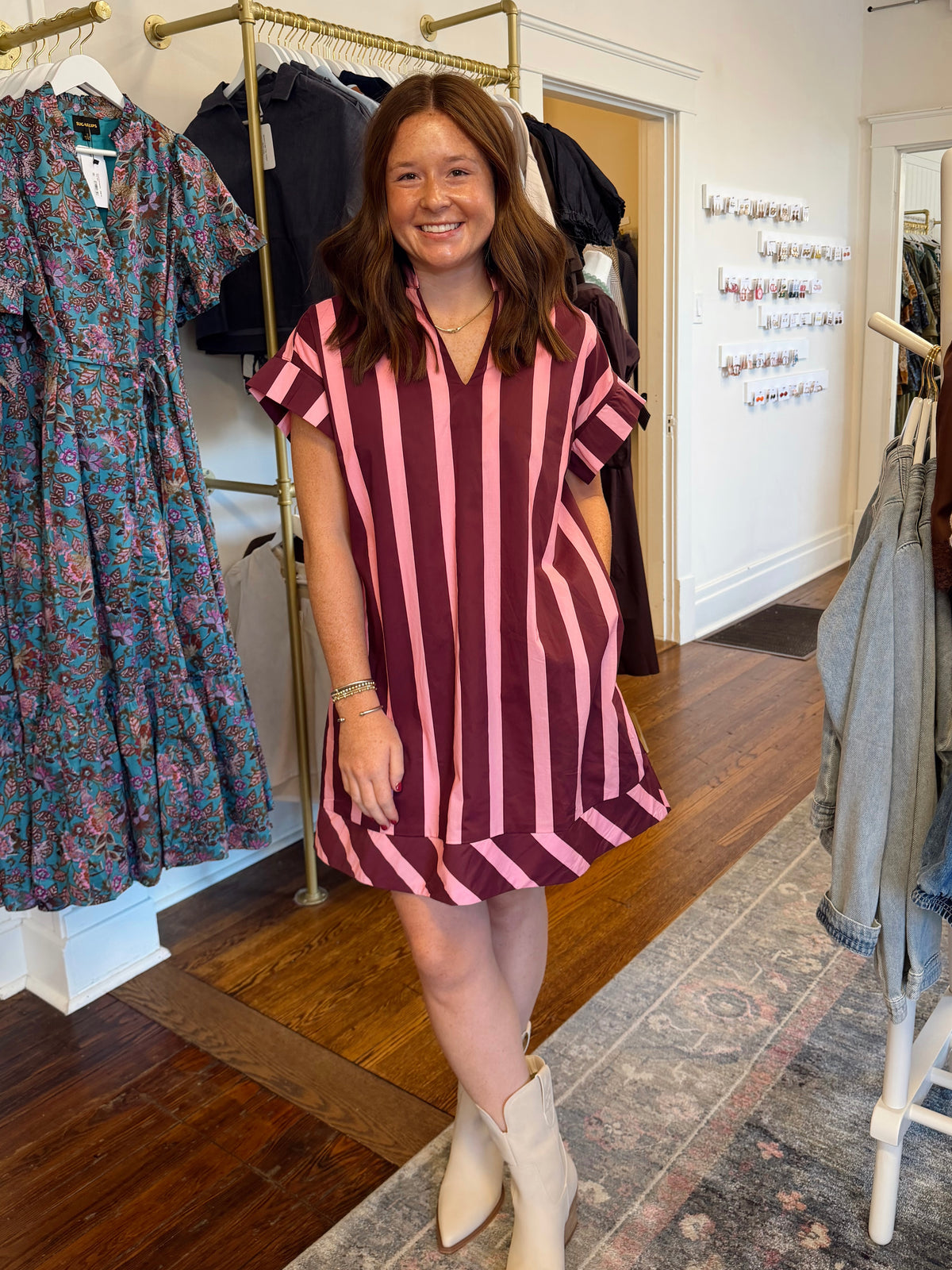 Plum Pink Stripe Dress