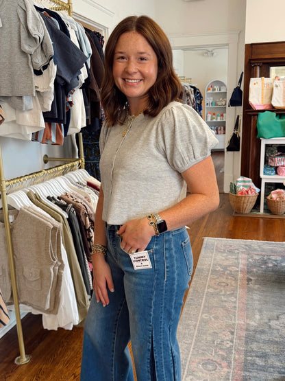 Heidi Light Gray Short Sleeve Cardigan