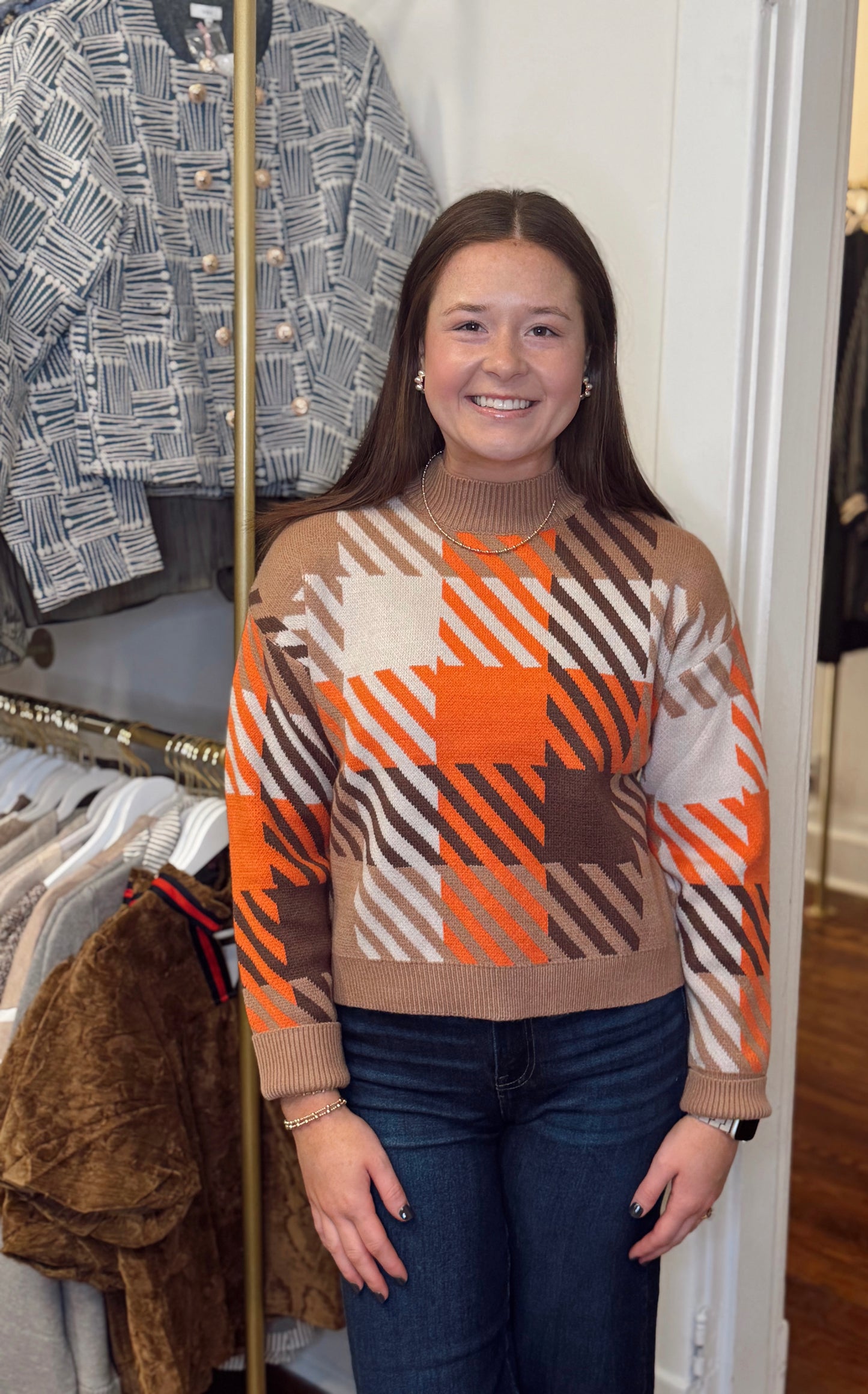 Fall Geometric Colorblock Sweater