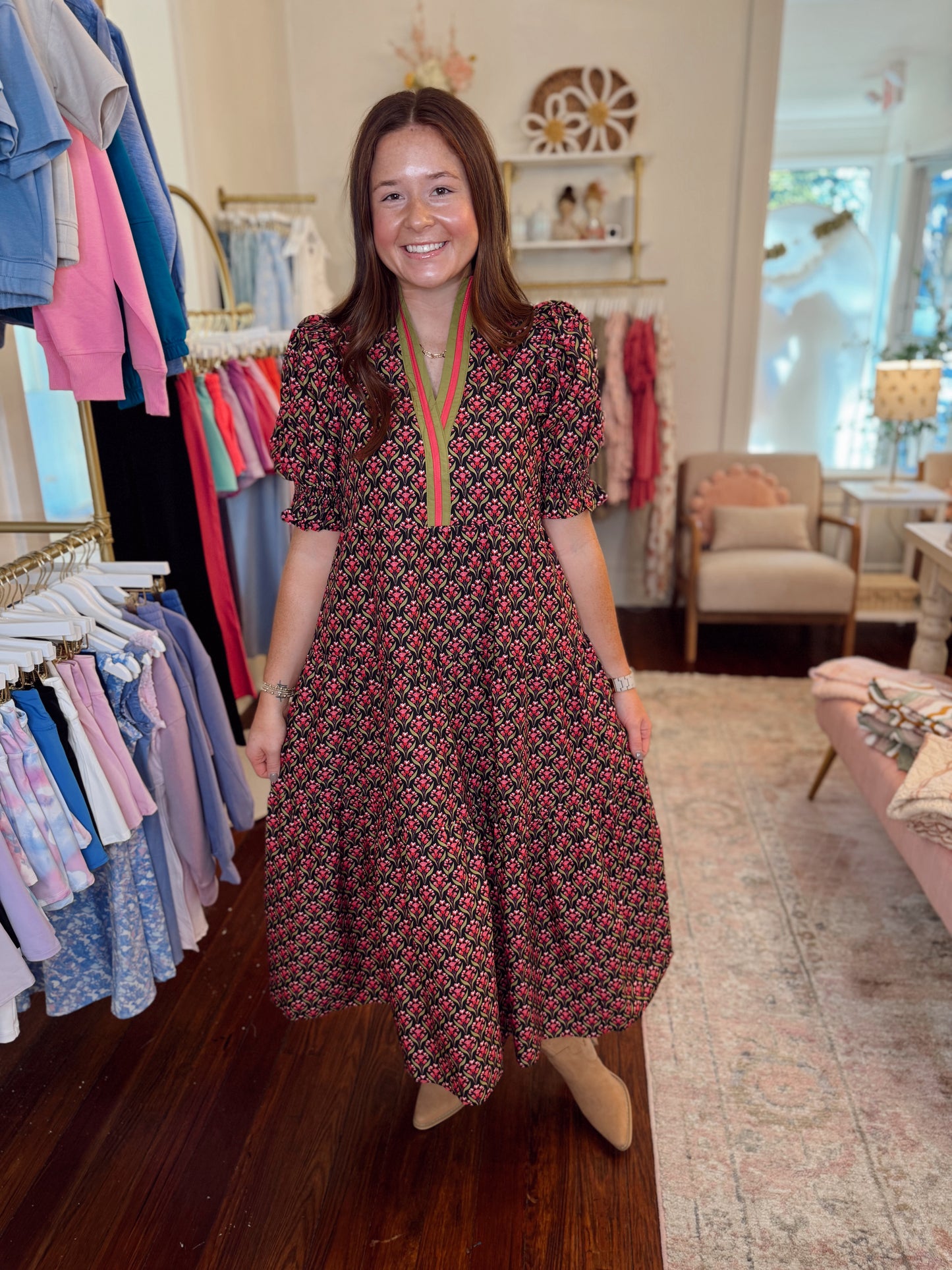 Christa Floral Maxi Dress - Black