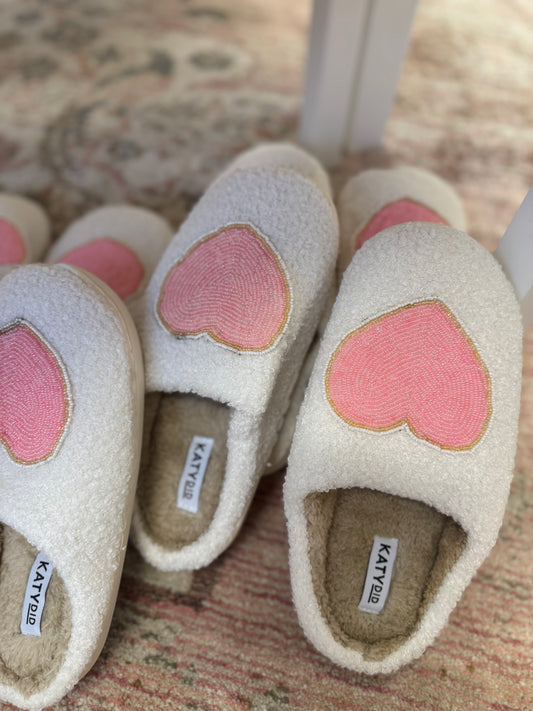 Beaded Heart Slippers