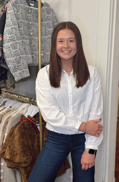 Coco Pleated Hem White Top