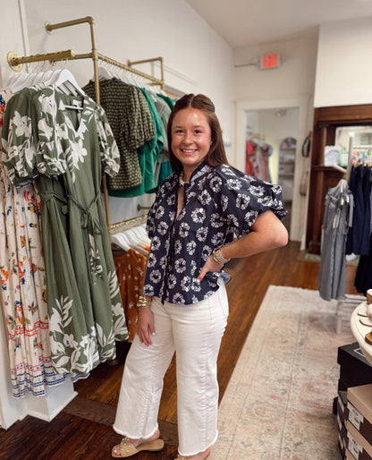 Cady Navy Floral Top