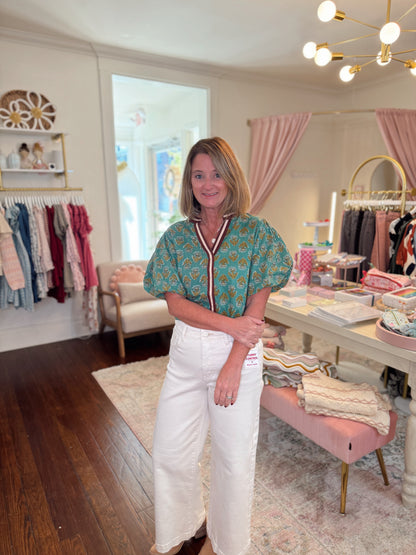 Mint Springs Print Top