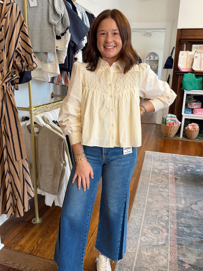 Cloud Cream Smocked Top