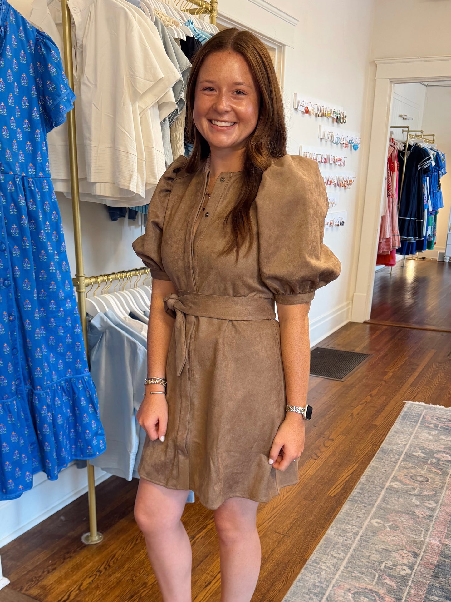Smoky Taupe Suede Dress