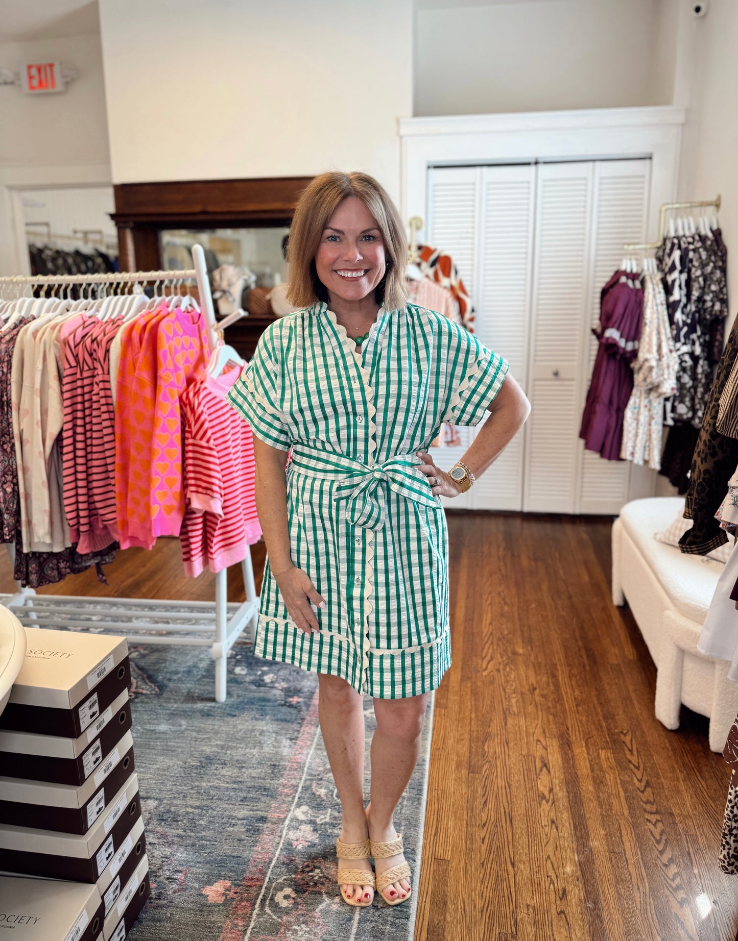 Gia Green Gingham Dress