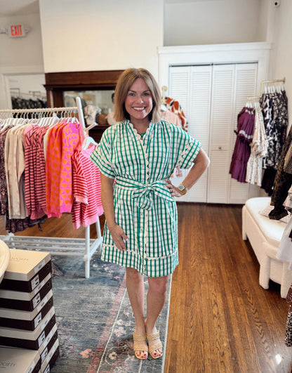Gia Green Gingham Dress