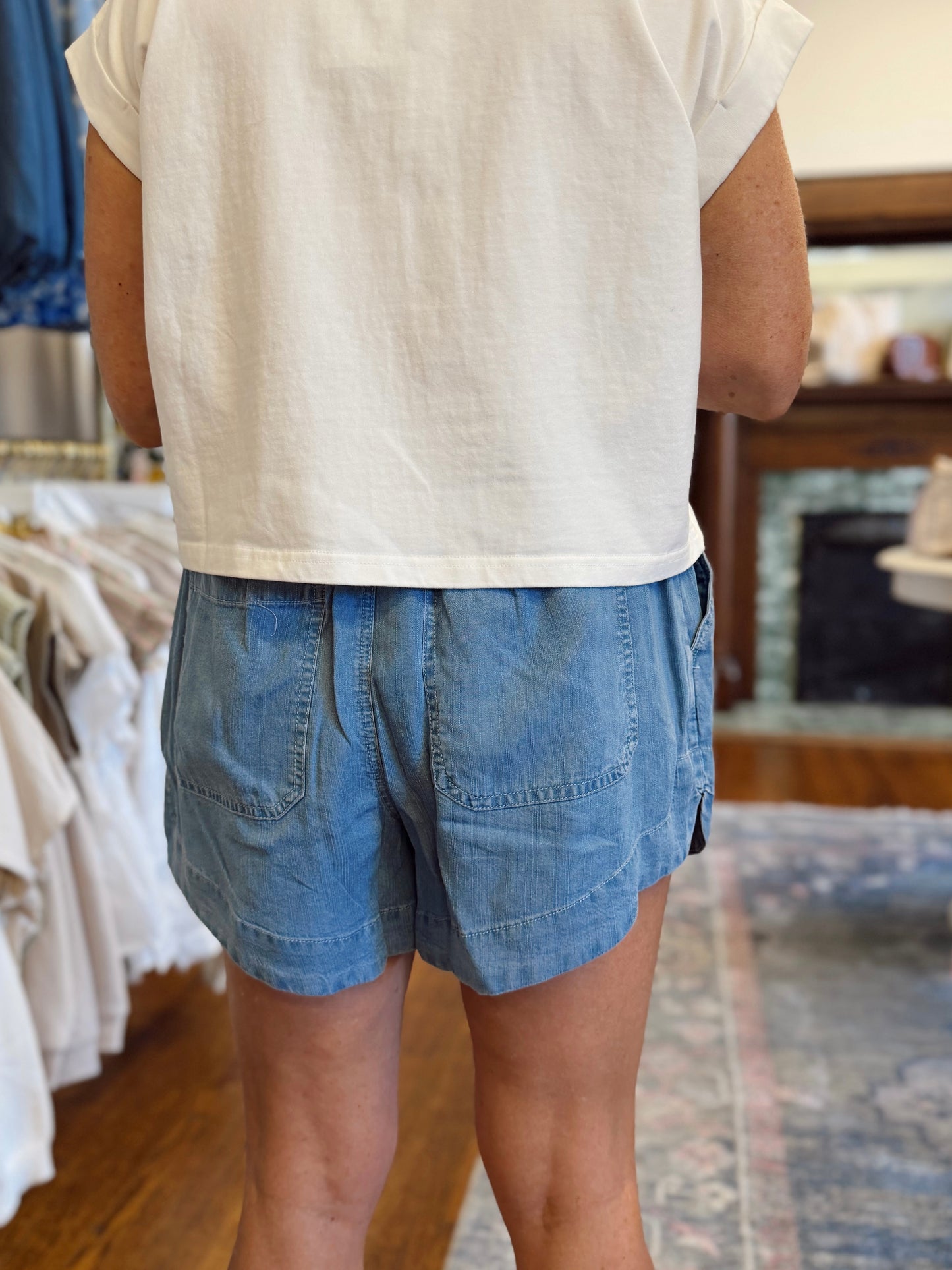 Chambray Blue Tencel Shorts