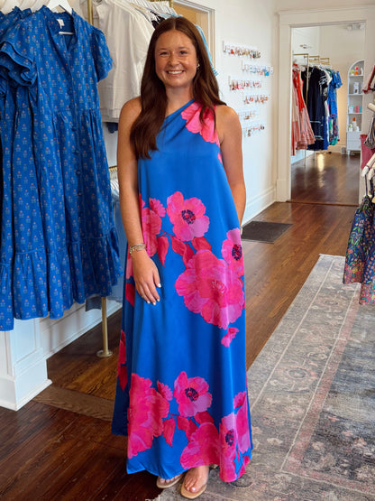 Glena Blue Floral Maxi Dress