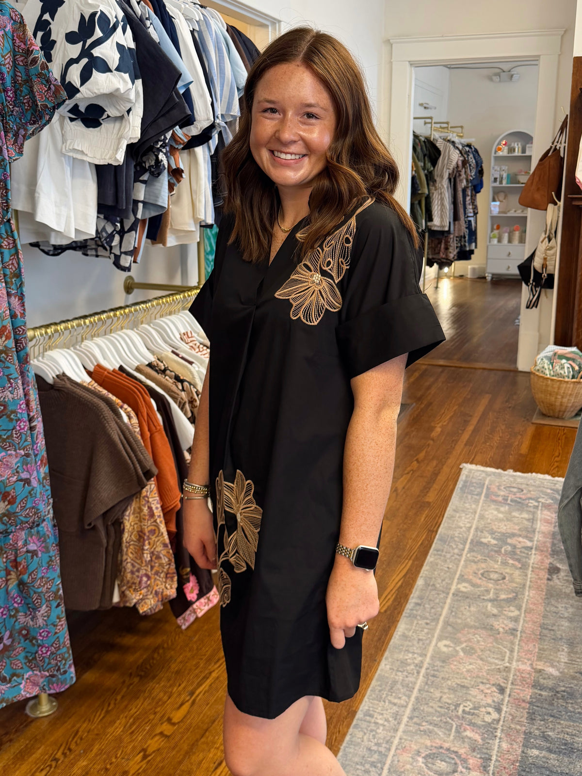 Natasha Black Embroidered Dress