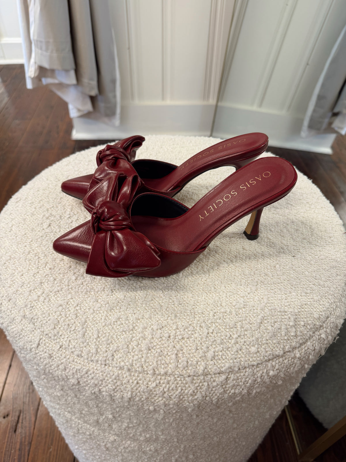 The Jane Burgundy Wine Bow Heel