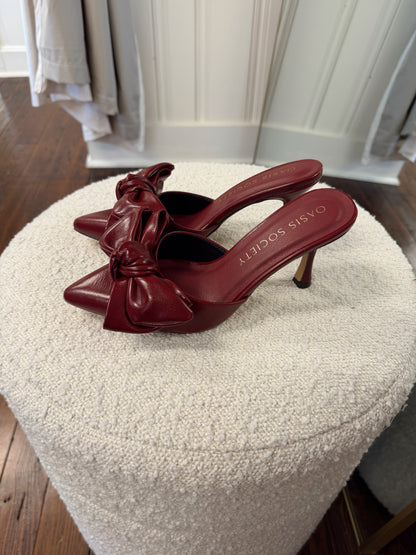 The Jane Burgundy Wine Bow Heel