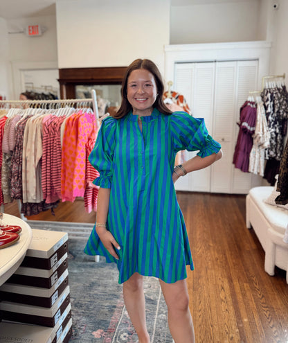 Sadie Stripe Dress - Green