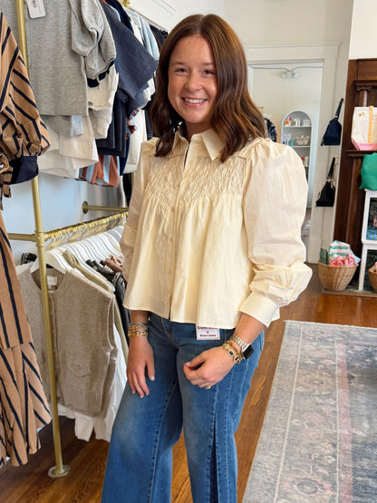Cloud Cream Smocked Top