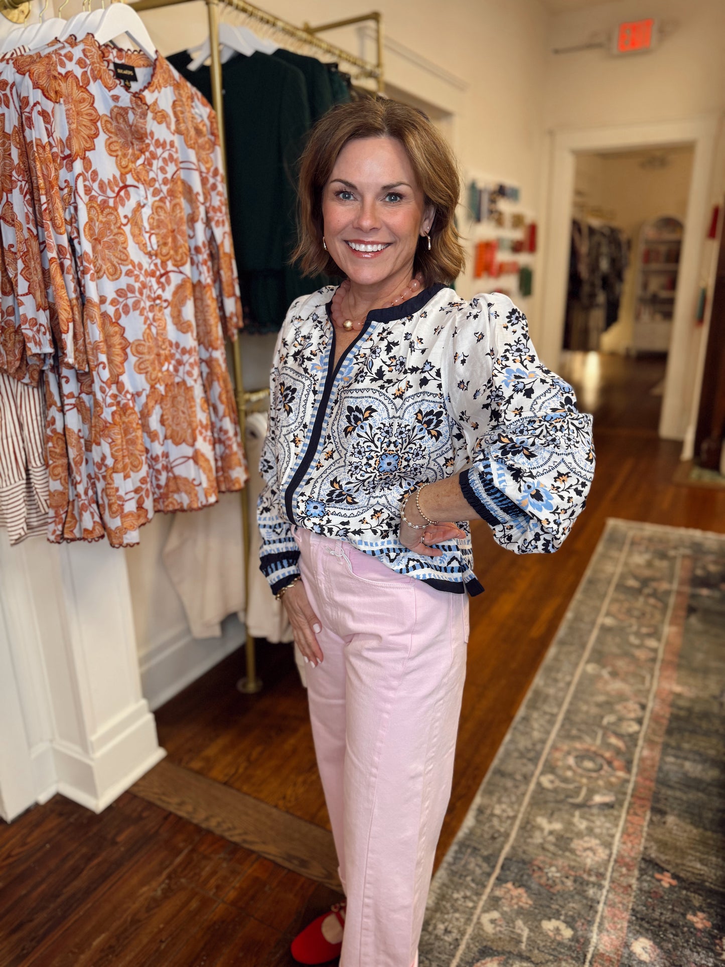 Becca Blue Floral Print Top