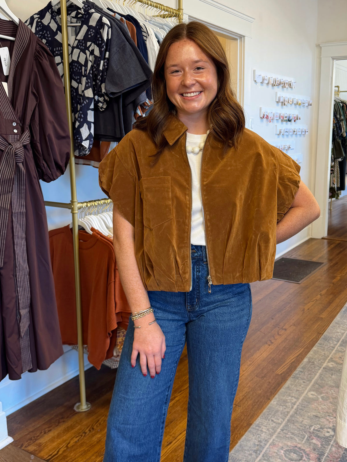 Nola Sleeveless Camel Jacket