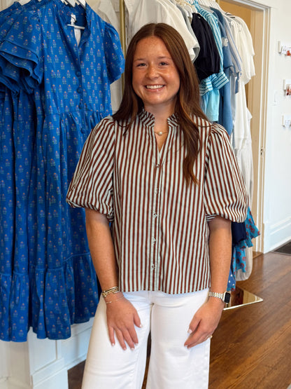 Sierra Brown Stripe Button Down