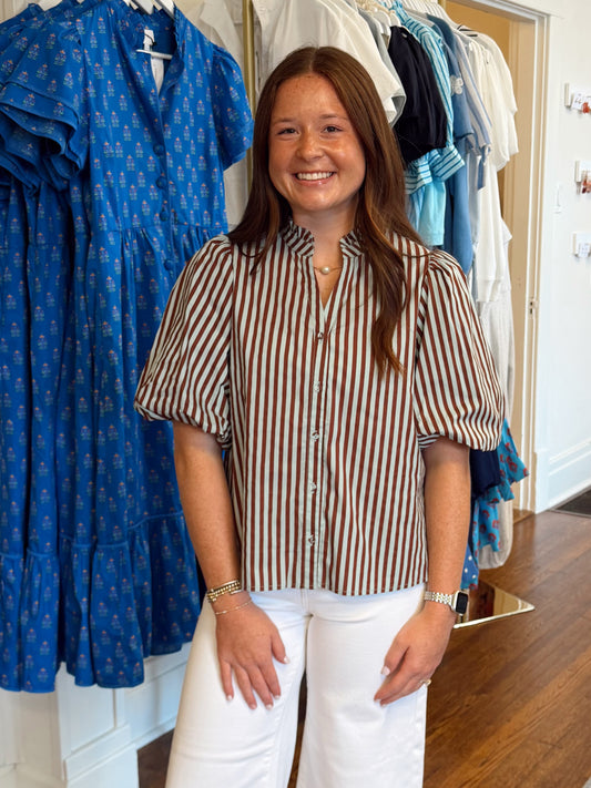 Sierra Brown Stripe Button Down