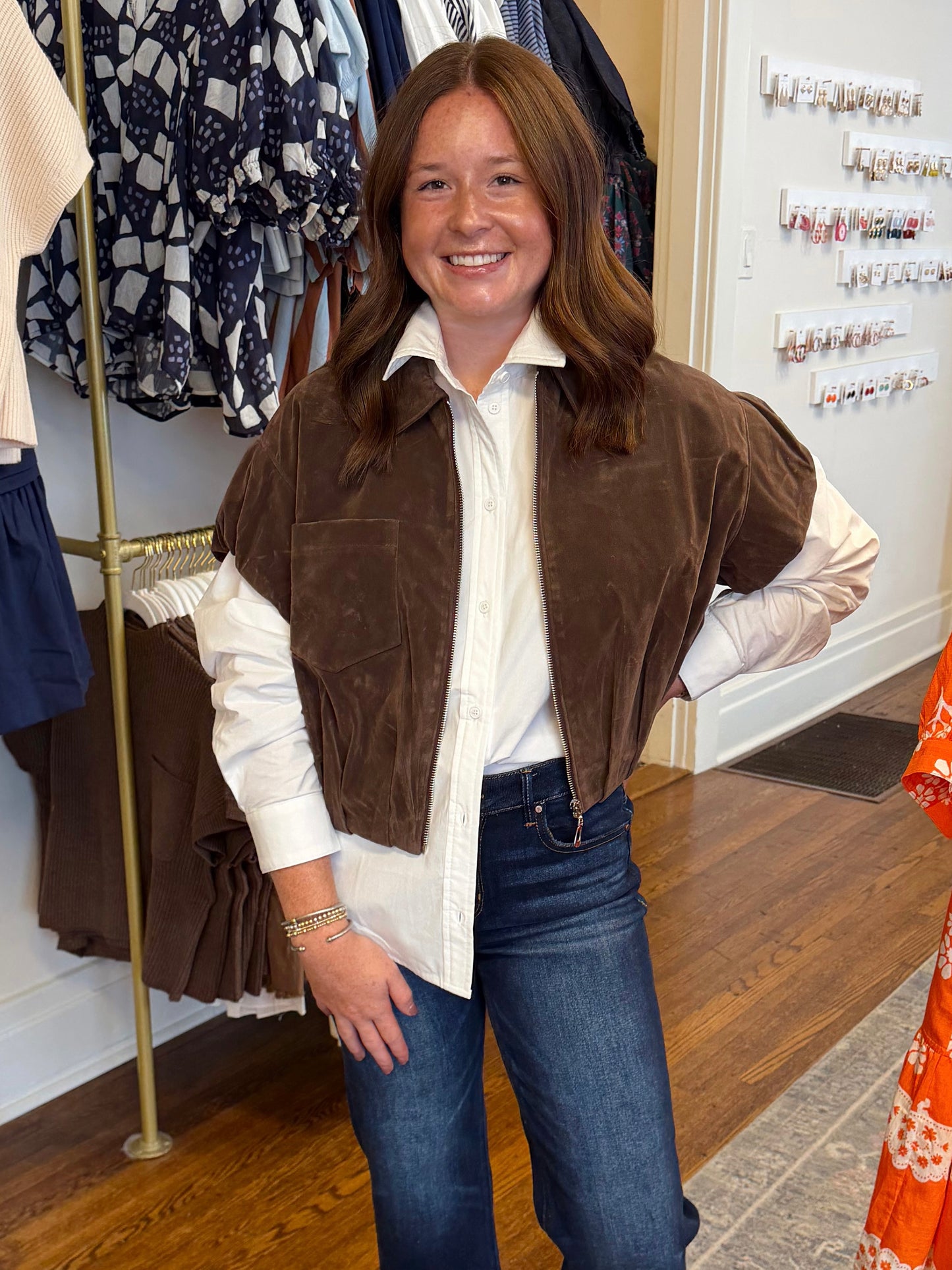 Margot Sleeveless Suede Jacket