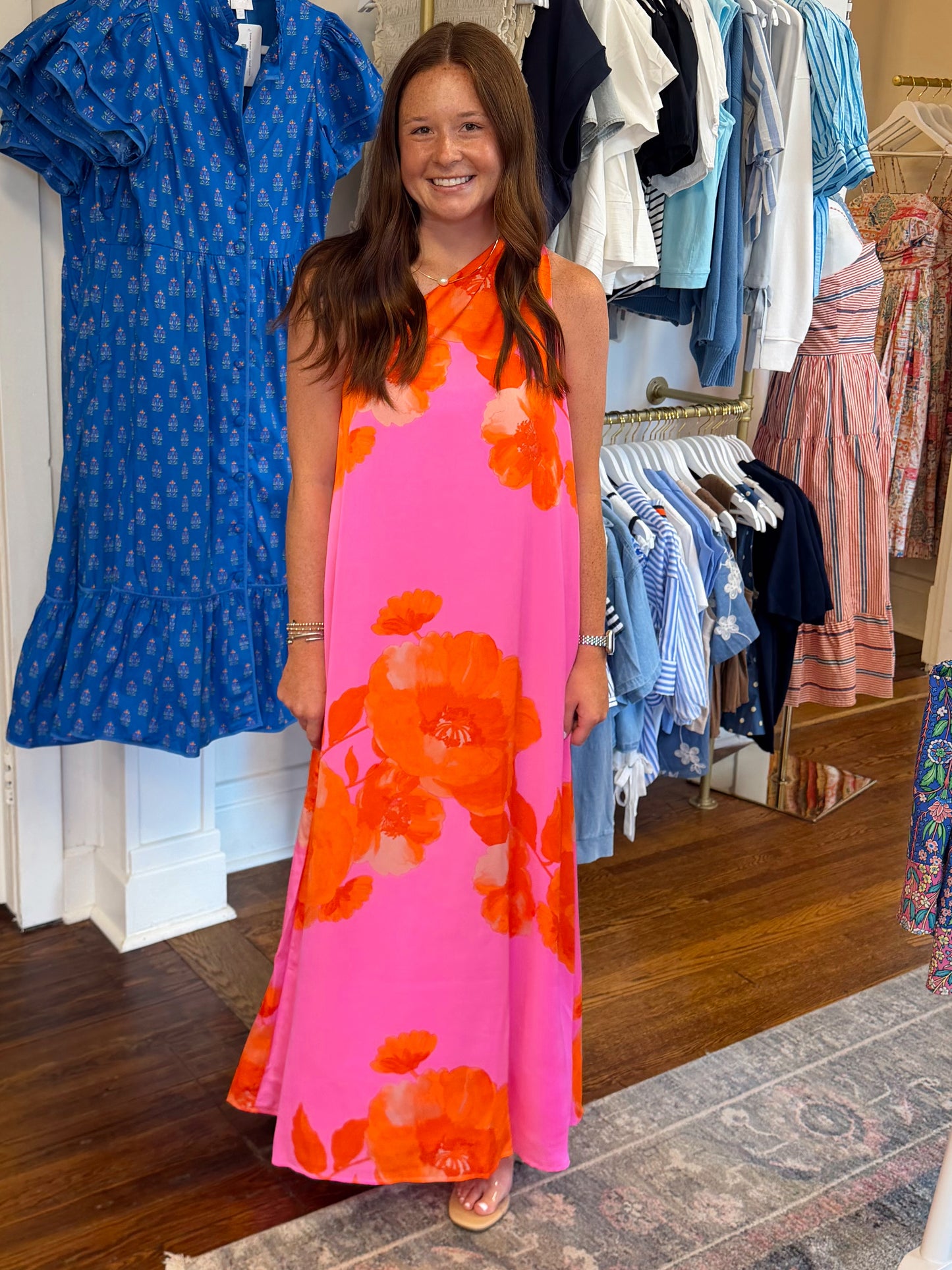 Giena Floral Pleated Maxi Dress