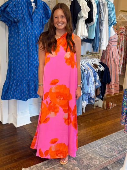 Giena Floral Pleated Maxi Dress