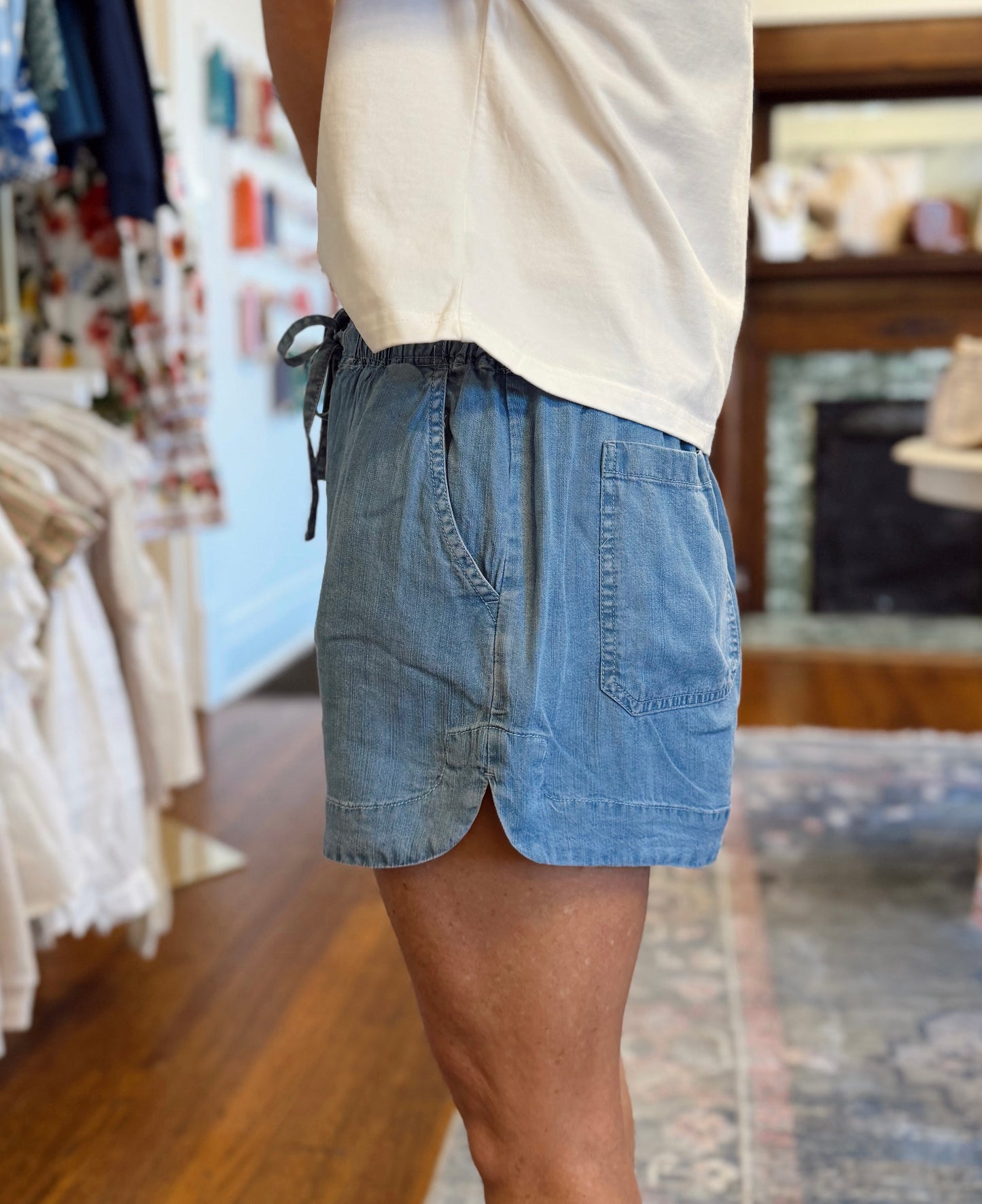 Chambray Blue Tencel Shorts