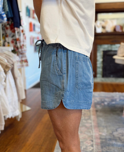 Chambray Blue Tencel Shorts