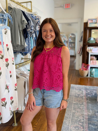 Penelope Pink Lace Top
