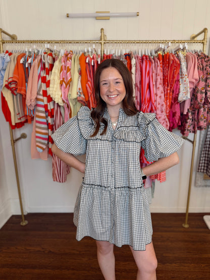 Cara Gingham Ruffle Trim Dress