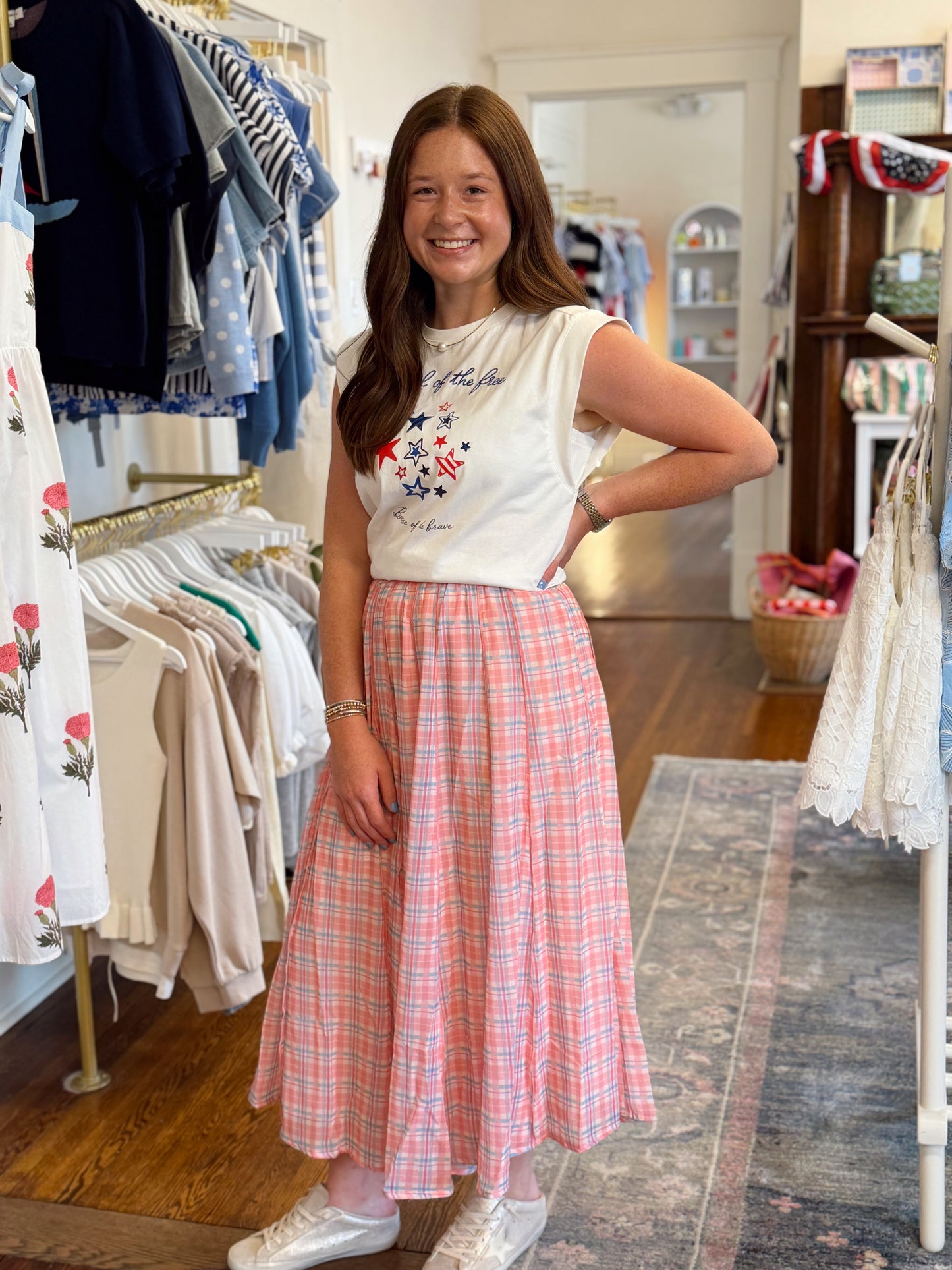 Anna Pink Plaid Skirt
