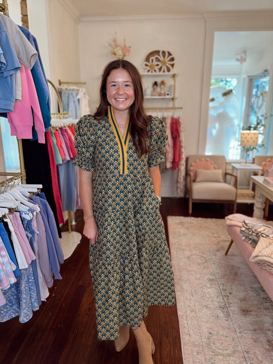 Christa Floral Maxi Dress - Hunter Green