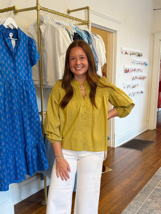 Kennedy Smocked Button Down
