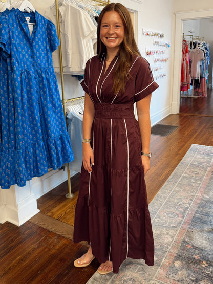 Bridgette Brown Pintuck Dress