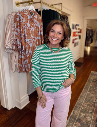 Kellie Green Striped Sweater